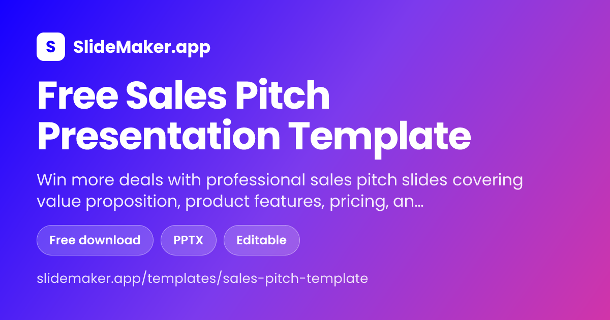 Free Sales Pitch Template PPT | Presentation Slides | SlideMaker