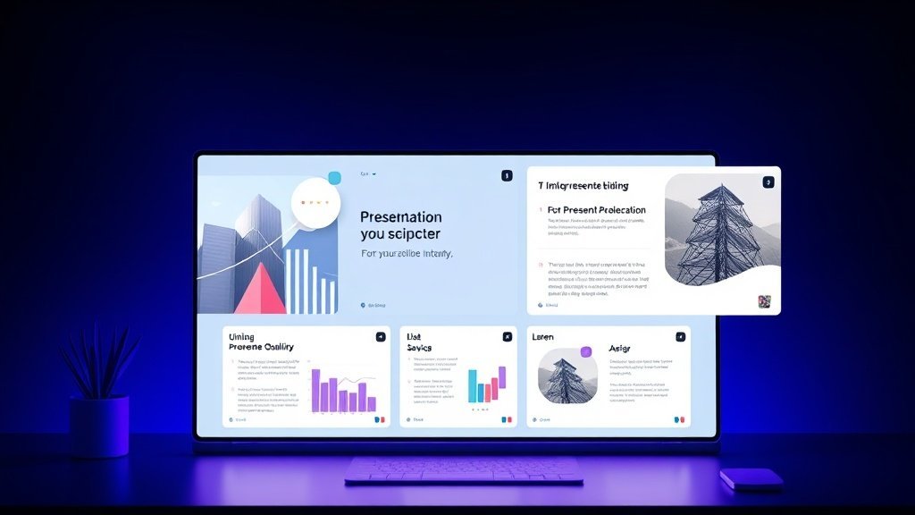 Illustration of an AI PPT generator creating polished slides instantly without login