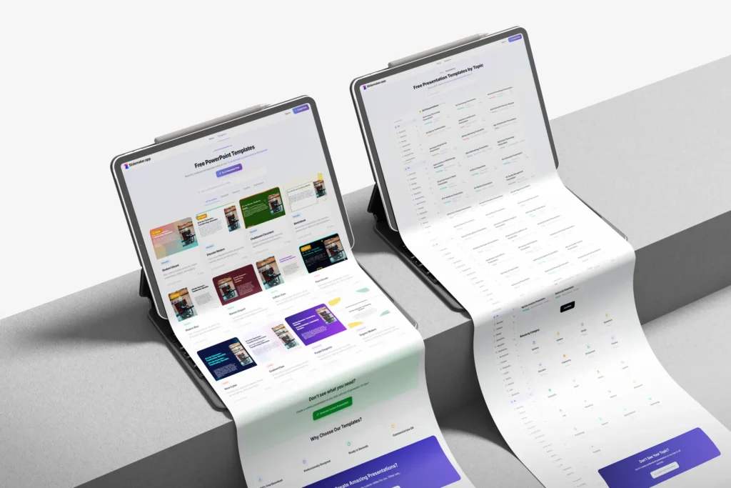 SlideMaker app creating a presentation on tablet and desktop devices
