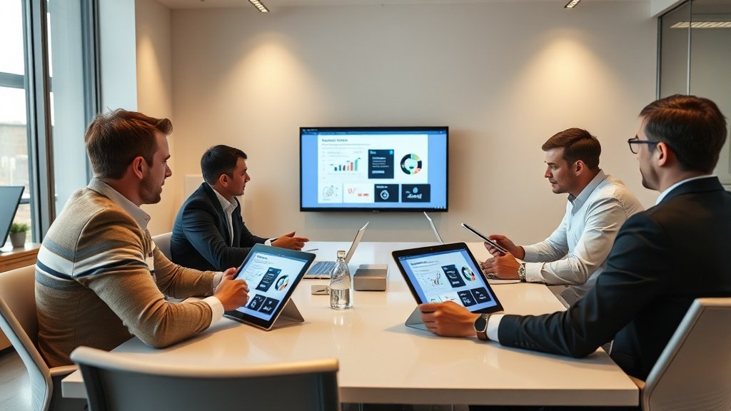 Investors reviewing a professional pitch deck created with a free AI pitch deck maker