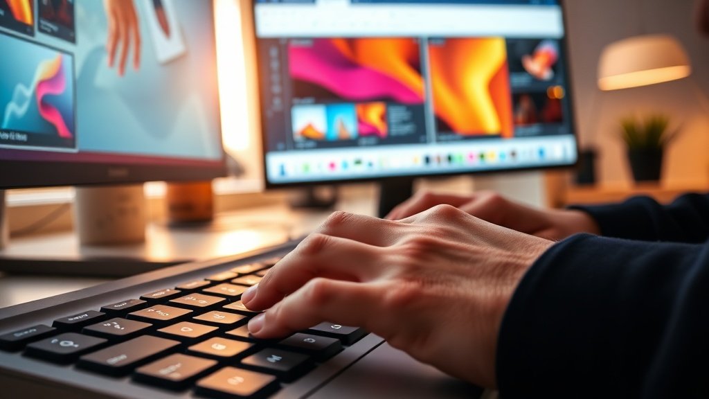 Person using a free text to PPT generator to edit slides on a laptop
